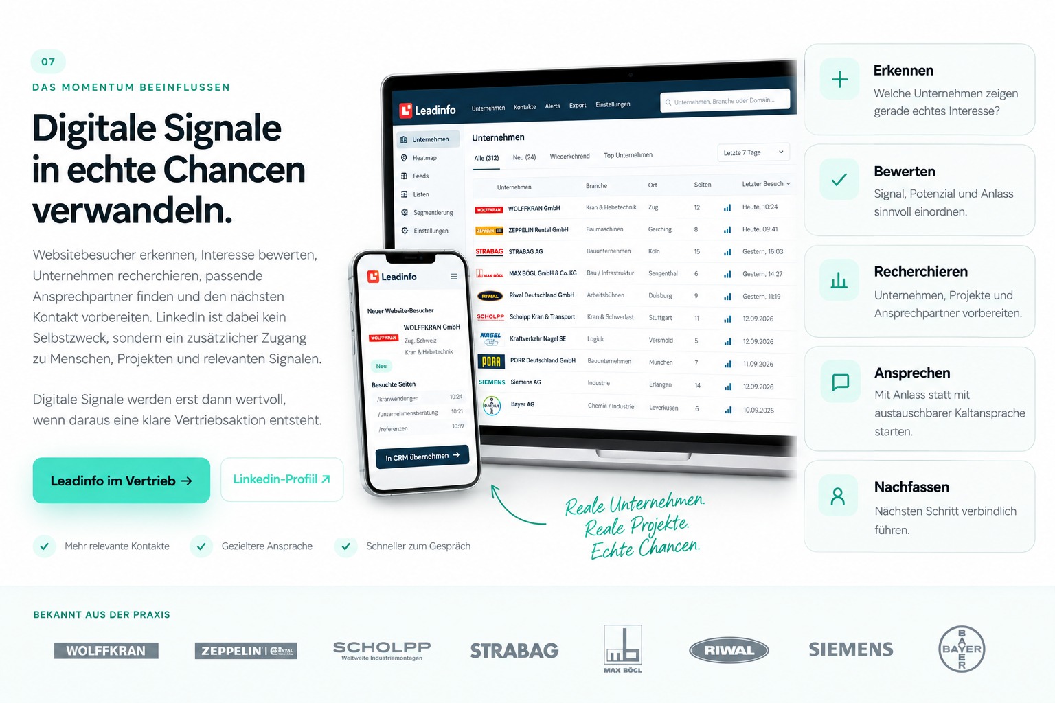 Leadinfo Oberfläche